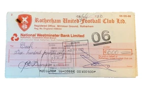 CHEQUE ROTHERHAM UNITED - PAGO EN EFECTIVO - 7/04/1983 - Imagen 1 de 1