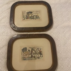 PIERRE LIEURANCE PAIR ORIGINAL COLORED ENGRAVINGS VINTAGE CARRIAGE - Picture 1 of 13