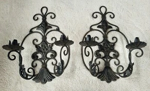 Southern Living Set 2 Cast Iron Wall Candle Sconce Bronze Wrought Iron Sherwood - Picture 1 of 7