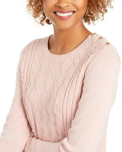 Charter Club Women Pink Core Table Knit Crewneck Cotton Blend Sweater 2XL - Picture 1 of 8