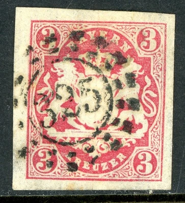 Alemania Estados 1867 Baviera 3Kr Rose Scott #16 VFU M380 Foto 1 de 4