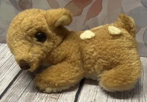 Vintage Spotted Fawn Sitting Baby Deer Stuffed 5” Plush Animal ~ Brand Unknown - Picture 1 of 5