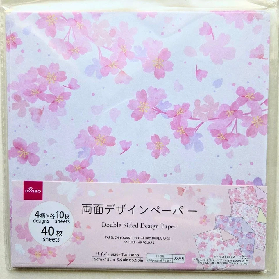 Daiso Sakura Double-sided Design Paper 40 Sheets Handmade Craft, Used - Image 1 of 4