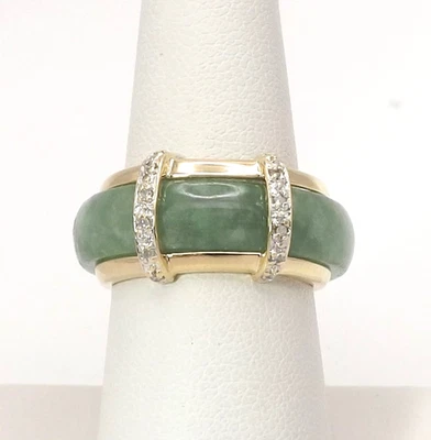 Anillo Intercambiado Protector Diamante Natural Oro 14k Jade Ónix Talla 7 Foto 1 de 4