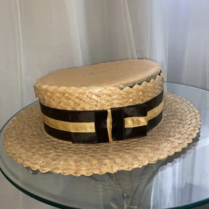 Vintage Custom Straw Boater Brim Hat 1920s 7 1/8 Free Shipping! - Picture 1 of 10