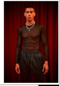 Boohoo Man Muscle Fit Mesh Long Sleeve T-Shirt Size L BNWT - Picture 1 of 2