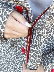 SIZE 2X NWOT Susan Graver Animal Print Rain Jacket With Red Lining Cinch Waist - Picture 1 of 10