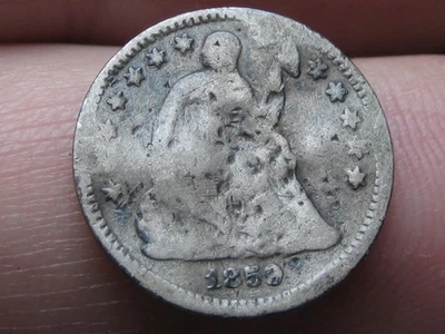 Media moneda de diez centavos 1859 P libertad sentada - Filadelfia, sobre buenos detalles Foto 1 de 4