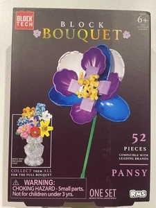 Block Bouquet Pansy Flower Building Block Set 52 Pieces - Picture 1 of 2