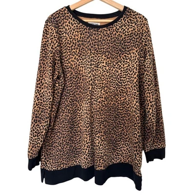 Lands' End Serious Sweats Leopard Long Sleeve Crew Neck Sweatshirt Size 1X - Image 1 of 4