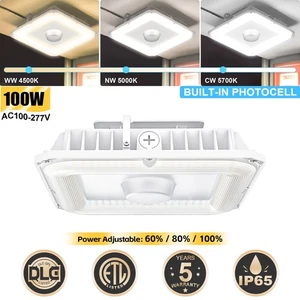 Gas Station LED Canopy Light 100W Commercial Ceiling Lamp Adjustable 3000K-5000K - Picture 1 of 16