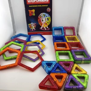 Magformers Rainbow 62pc Set Preowned 63070 12 Pentagons, 20 Triangles,30 Squares - Picture 1 of 20
