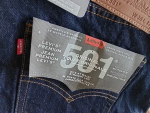 Levi's 501 Jeans ** Gr. 36 Taille x 32 Bein ** Gemessen ~ Preis markiert 95,00 £ ~ NEU - Bild 1 von 13