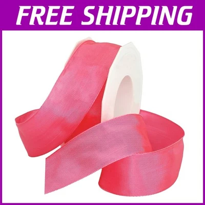 Cerise French Wired Ribbon - Floral Craft Bow 27 Yards - Image 1 of 2