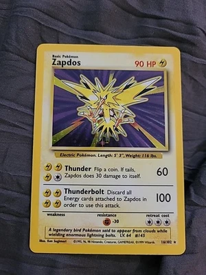 Pokemon Card Base Set Zapdos 16/102 Holo WOTC - Image 1 of 2