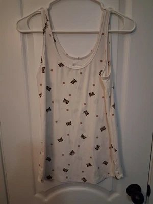 No Boundaries Women's Large Tank Top With Kitties And Purple Polka Dots - Image 1 of 4