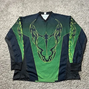 Animal Paintball Jersey Mens XL Green Flames Loose Made USA 90s Y2k Vtg Mesh - Picture 1 of 8