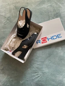 Brand New Black Nubuck Leather Rohde Sandals - Picture 1 of 7