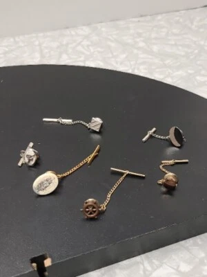 Lote de 6 prendedores de broche de corbata de barco alto SCRIMSHAW de colección Foto 1 de 4