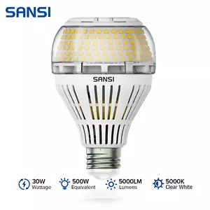 SANSI 30W=500W LED Light Bulb Energy Saving 5000lm Home Bright Lighting 5000K - Picture 1 of 11