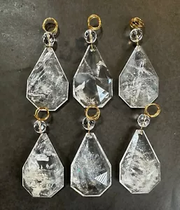Rock Crystal Chandelier Quartz Pendants Prisms Kite Flat Cut w/ Bead 75mm 6pcs - Picture 1 of 3