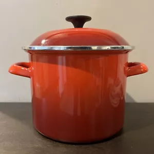Le Creuset Cerise Red Enamel Over Steel 6 Qt Quart Lid Stock Pot Cherry Red - Picture 1 of 7