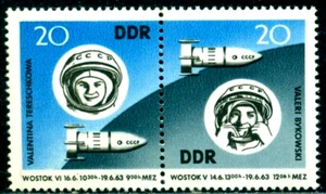 Valentina Tereshkova 1963, Valery Bykovsky, cosmonautas rusos, Vostok, RDA, 970, MNH - Imagen 1 de 1