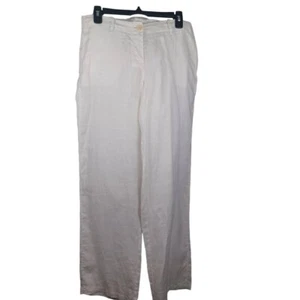 Max Studio Linen Pants Size 6 Light Cream -Semi See Through -Coastal Grandma - Picture 1 of 18