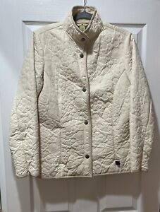 Woolrich Womens Medium Moccasin Quilted Jacket Cream Color Warm Soft Lining