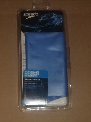 Speedo Performance Adult Silicone Long Hair Swim Cap One Size Blue - Image 1 of 2