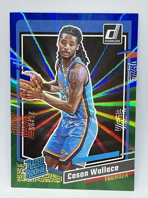2023-24 Panini Donruss Cason Wallace Rated Rookie HOLO BLUE/GREEN LASER RC 26/35 - Image 1 of 2