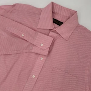 Donald J. Trump Dress Shirt Mens 16 Pink Striped Pocket Long Sleeve Button Up - Picture 1 of 13