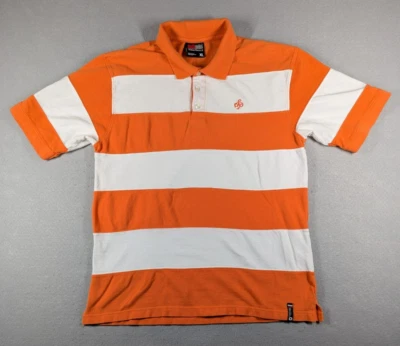 Camisa polo masculina vintage polo sul listrada laranja XL hip hop folgada anos 90 Y2K - Imagem 1 de 4