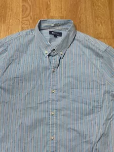 Reyn Spooner Shirt Mens Large Tailored Blue Hawaiian Striped Reverse Print - Picture 1 of 7