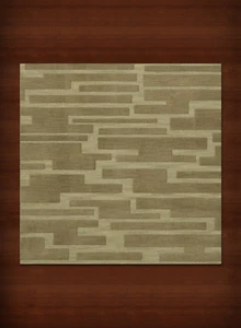 Green Transitional Hand Hooked Squares Rectangles Boxes Area Rug Patchwork DV6 - Picture 1 of 12