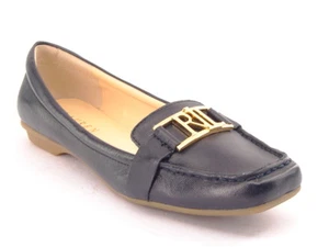 New RALPH LAUREN Women Navy Leather Comfort Loafer Dress Flat Shoe Sz 7 M - Picture 1 of 1