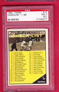 1961 TOPPS #17 UNMARKED CHECKLIST PSA 7 NMNT [ST] - Picture 1 of 3