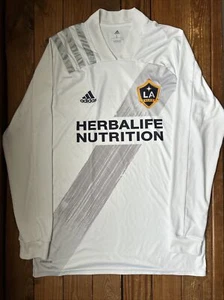 LA Galaxy Adidas White Long Sleeve Home Jersey Size L - Picture 1 of 3