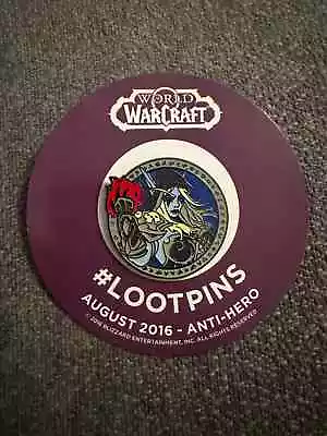 WORLD OF WARCRAFT LOOTPINS PIN LOOT CRATE EXCLUSIVE August 2016-Anti-Hero - NEW - Image 1 of 2
