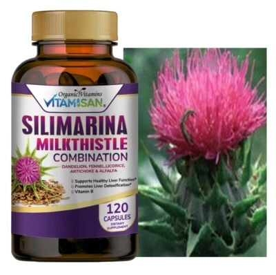 Milk Thistle (Silymarin) Extract 1200 mg liver cleanser liver detox cardio 120 c - Image 1 of 2