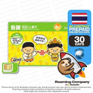 🚀 Thailand 30DAYS UNLIMITED DATA Travel Prepaid SIM card Roaming Hotspot 10GB4G - Picture 1 of 2
