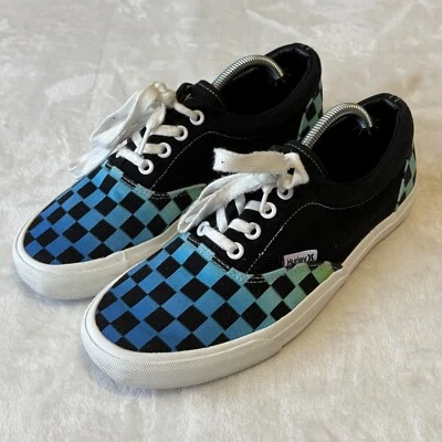 Hurley Shaka Skate Shoe Mens Size 6 Womens Size 8 Black Blue Checkered Sneaker - Image 1 of 4