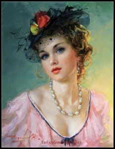 Elegant Pearl Necklace - Counted Cross Stitch Patterns - Color & BW Symbols - Picture 1 of 2