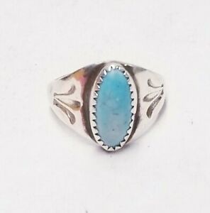 Howlite Ring Stamped "Sterling" Western Turquoise Jewelry Blue sz 7