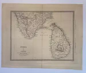 CEYLON INDIA 1835 CAMMINATORE XIX SECOLO ANTICA MAPPA INCISA - Foto 1 di 4