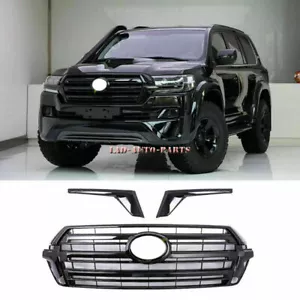 For Toyota Land Cruiser LC200 16-21 Black Grille Front Bumper Center Grill Decor - Picture 1 of 3