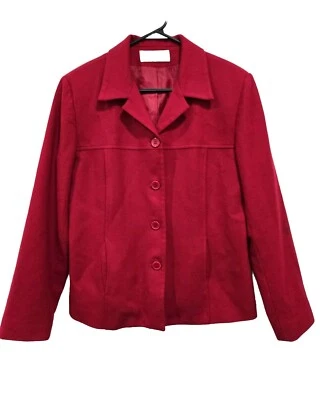 Chaqueta Blazer de Trabajo Sandro Lana Roja Cuatro Botones Forrada Talla 10 Foto 1 de 4