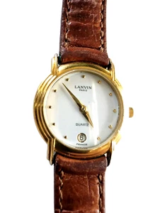 Reloj para mujer LANVIN Paris Francia chapado en oro cuero de lujo 💎 - Imagen 1 de 14