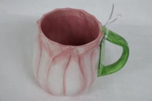 LANG by Design Group TULIP FLOWER SHAPED COFFEE MUG HAND PAINTED - PINK - NEW - Picture 1 of 1