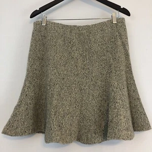 NWT Ralph Lauren Size 8 Gray and Cream Wool Tweed Trumpet Flare Skirt Beige Knee - Picture 1 of 8